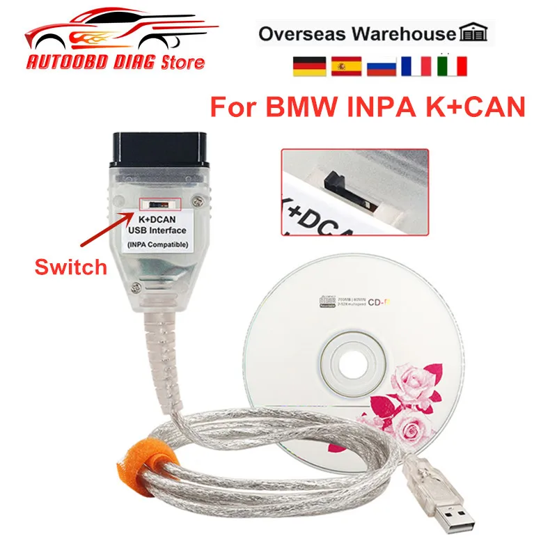 Полный чип для BMW INPA Switch DCAN K + CAN FTDI FT232RL USB диагностический интерфейс серии |