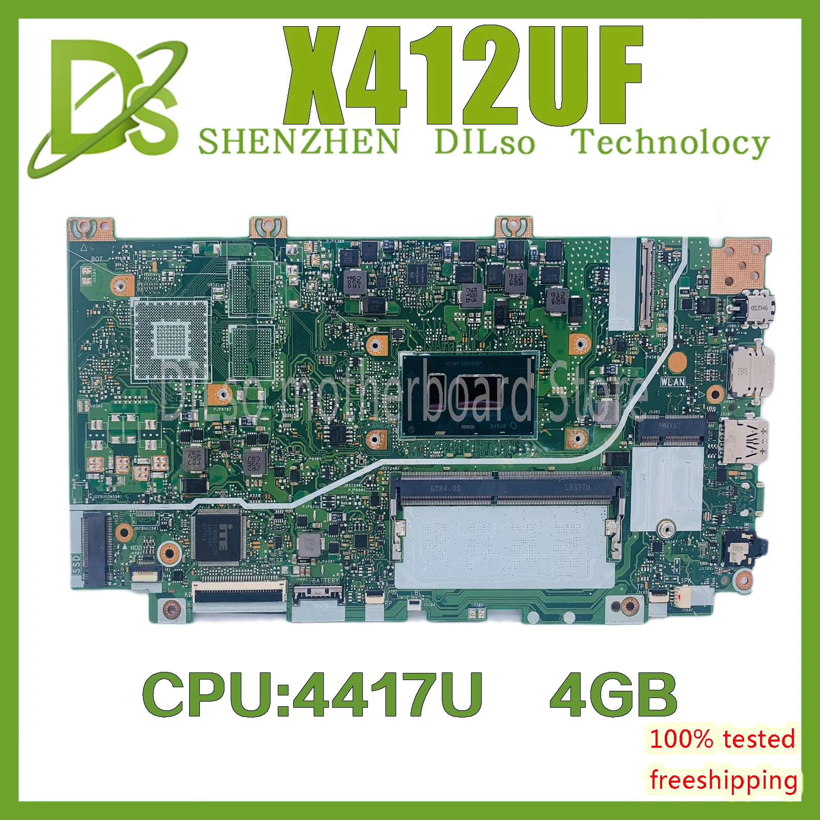

X412UF original motherboard with 4417 CPU 4G memory is suitable for ASUS X412UA X412U X412 laptop motherboard 100% fully tested