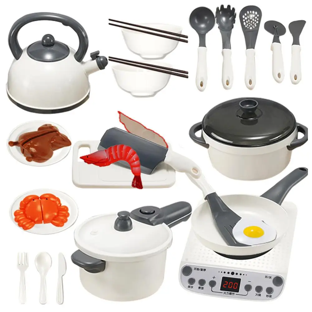 

Kuulee Children Simulation Kitchenware Pretend-game White Pot Cooker Small Tableware Toy Set