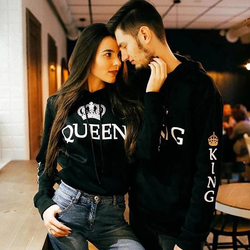 

Fashion Hoodie for Men and Women, Long Sleeve Black Autumn Winter Print Sweatshirt Letter Crown Print Loose Casual Women's Cloth