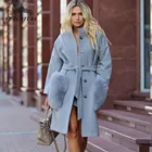 2020 Новое модное Полушерстяное пальто с натуральным лисьим мехом большой карман воротник высокого качества из натуральной кожи; Женские зимние пальто NZ-070