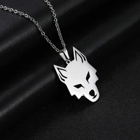 wolf head necklace for women men silver lone wolf pendant clavicle chain stainless steel jewelry wholesale gift drop shipping