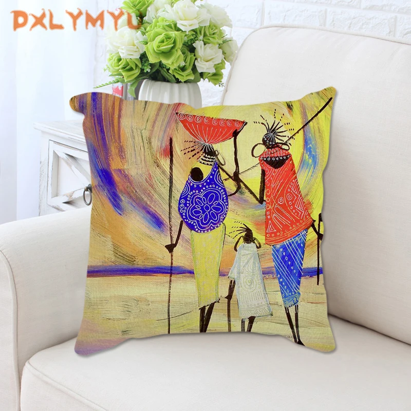

Africa series Painting Throw Pillow Covers Square Pillow Case Home Decor Sofa Decorative Cushions Cover 45x45cm