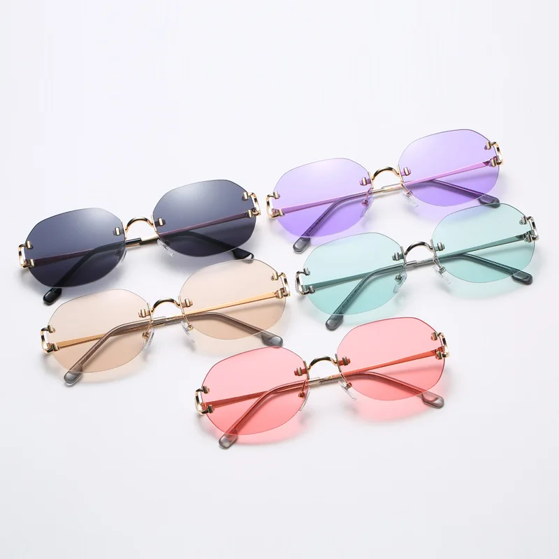 

2020 Vintage Rimless Oval Sunglasses Women Luxury Brand Designer Sun Glasses Fashion Classic Sunglasses Women/Men Oculos De Sol