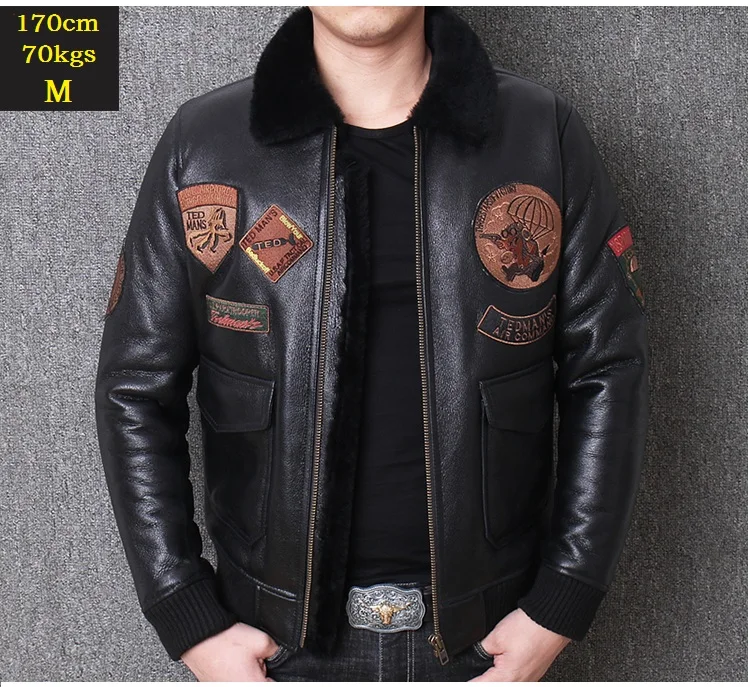 Бесплатная доставка зимнее меховое пальто из овчины B3 Мужская теплая кожаная