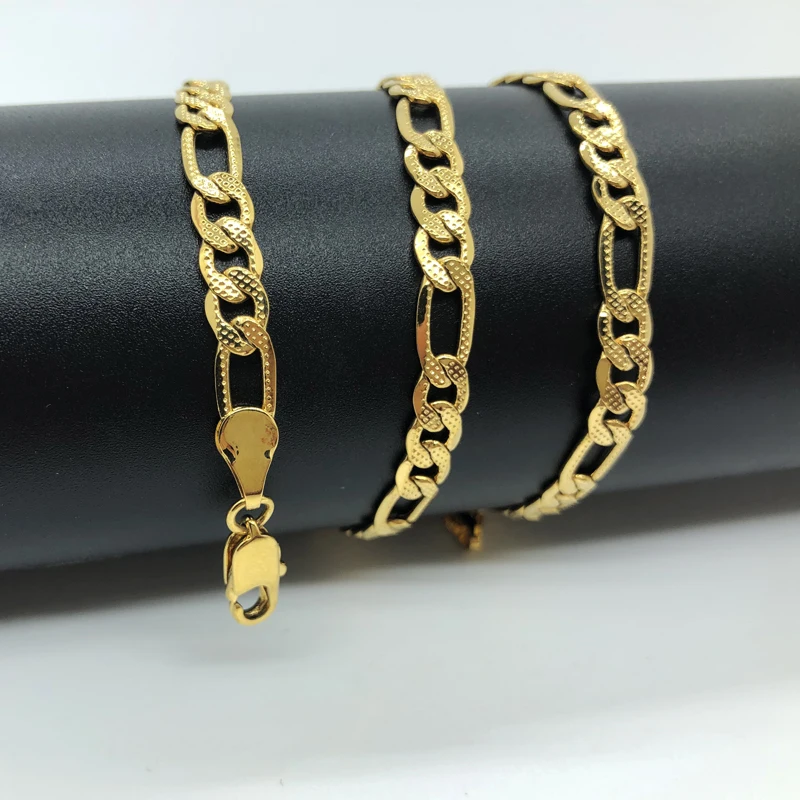 

Woman Man Yellow Gold Color Oval Hollow Link Embossing Necklace 5MM Width 47CM Length