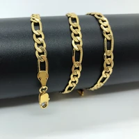 woman man yellow gold color oval hollow link embossing necklace 5mm width 47cm length