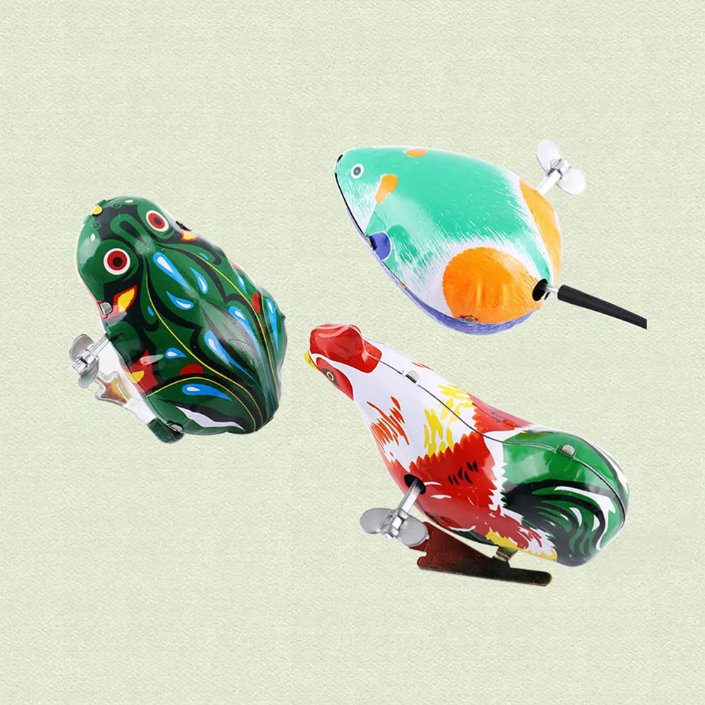 

3pcs Kids Classic Wind Clockwork Toys Jumping Iron Animal Action (Chick Mice, Random Color)