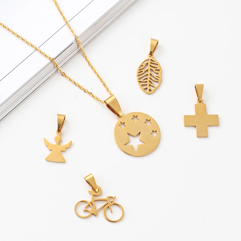 Модный позолоченный крест ангел Набор подвесок для велосипеда | Украшения и