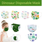 50 шт., детская одноразовая маска для лица с рисунком динозавра