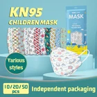 10 цветов, детская маска KN95 FFP2 с мультяшным принтом, маска для лица, подходит для детей, 4 слоя, многослойная защитная маска из оксида меди