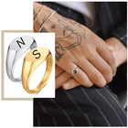 Шикарные Индивидуальные Кольца-печатки для женщин, минималистский Овальный топ с печатью на палец, открытые уличные украшения из нержавеющей стали