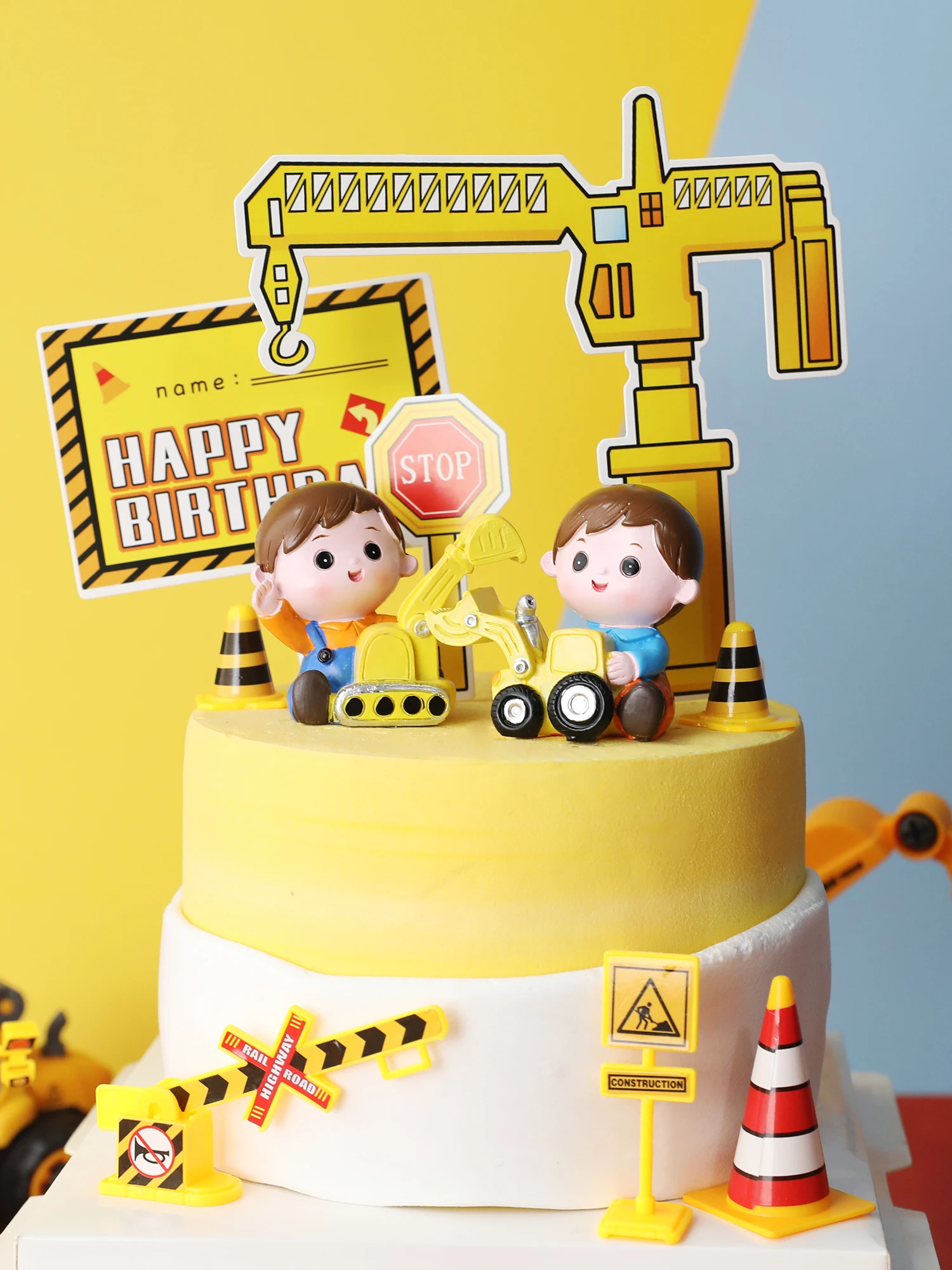 

Crane Tractor Construction Birthday Cake DecorCars Party Construction Party Birthday Cake Topper Decoration Boy Baby Shower