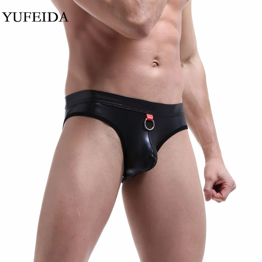 Мужские трусы из искусственной кожи сексуальные мужские с открытой спиной