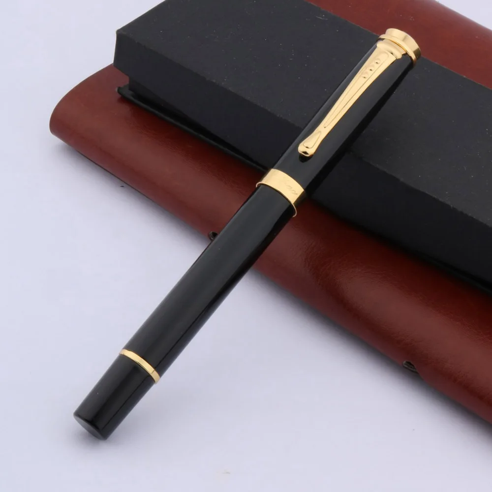 Роскошные офисная металлическая авторучка черный золотой отделкой фуде перо