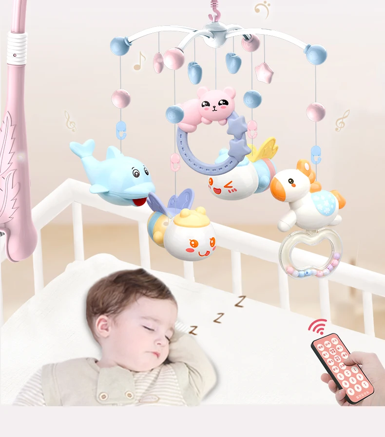 

Держатель для детских игрушек, вращающаяся Мобильная кроватка, Музыкальная Коробка с проекцией, игрушки для новорожденных 0-12 месяцев