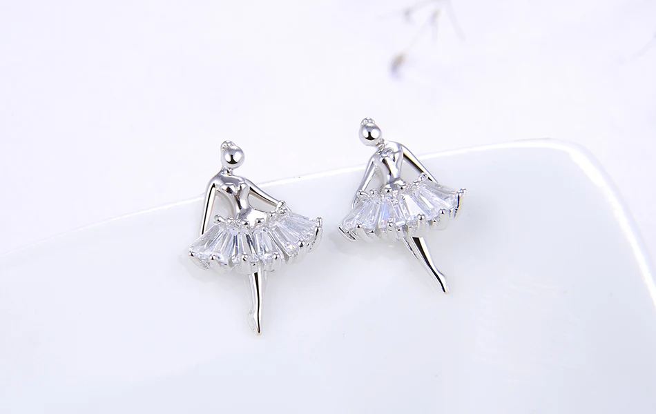 ORSA JEWELS, Чистое Серебро S925 пробы, серьги-гвоздики для балета, АААА, кубический циркон, Женский балетник, модное ювелирное изделие SE181