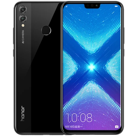 Black Смартфон Google Play Honor 8X8 X, 4 ГБ, 64 ГБ, Восьмиядерный процессор Kirin 710, двойная задняя камера 20 МП, многоязычный экран 6,5 дюйма, 1080x2340p - Цвет: Black