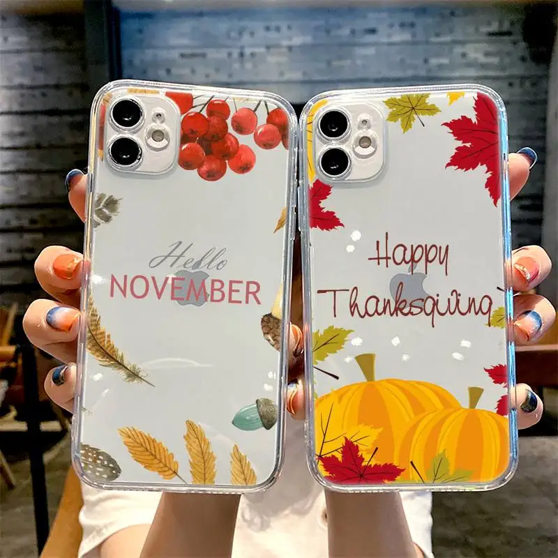 

Pumpkin happy fall lovely Phone Case for iphone 11 12 13 pro mini xs max 6 6s 7 8 plus x xr transparent coque shell funda