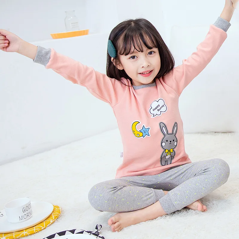 

Kids Pajamas 2020 Autumn Girls Boys Sleepwear Nightwear Baby Infant Clothes Animal Cartoon Pajama Sets Cotton Children's Pyjamas