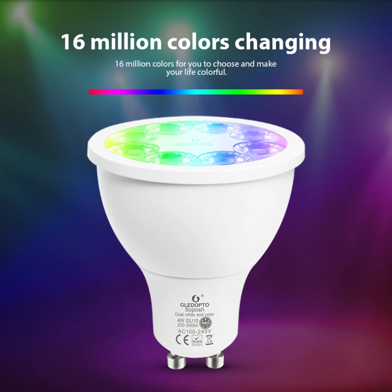 

Умсветильник лампа Zigbee GU10, 4 Вт, RGB + CCT, с таймером