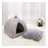 warm winter cat elastic bed nest house for cats mat deep sleep cushion home plush pet nesk four seasons cave basket lair hut
