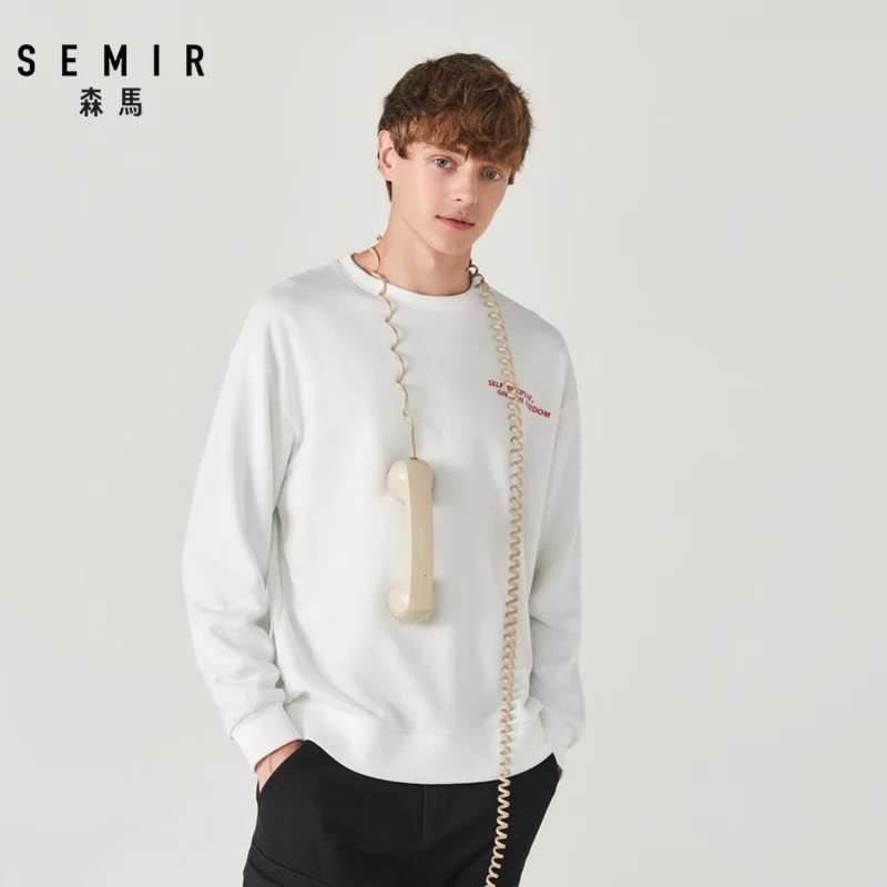 Свитшот SEMIR Мужской Свободного Покроя худи с круглым вырезом открытыми плечами