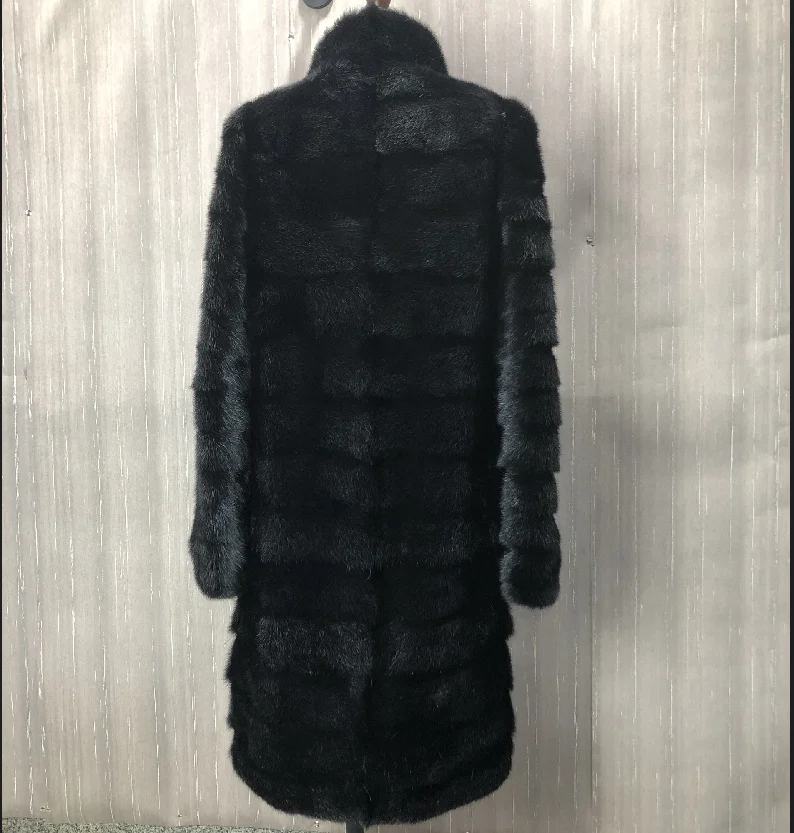 Женское длинное пальто теплая зимняя куртка из натурального меха норки желтого