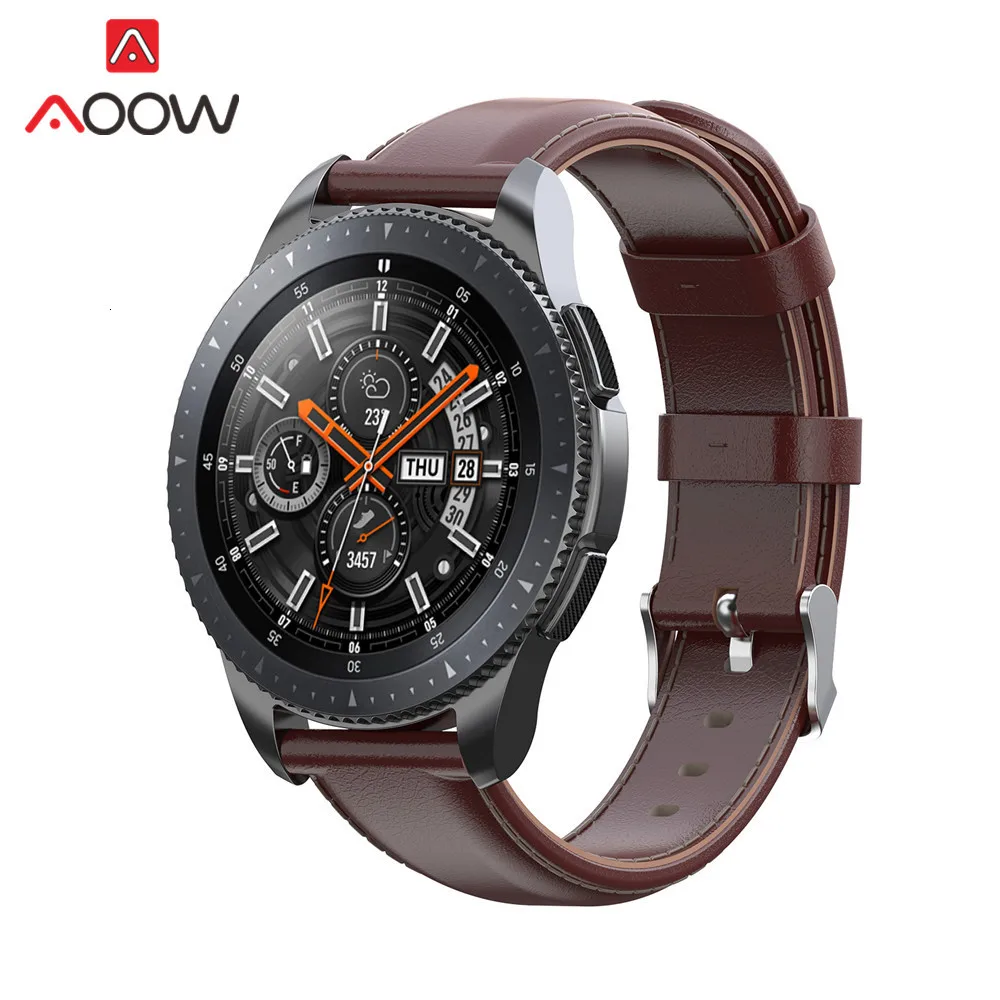 20 мм 22 мм ремешок из натуральной кожи для samsung Galaxy Watch 42 мм 46 мм Active gear Sport S3 S2 быстросъемный браслет ремешок