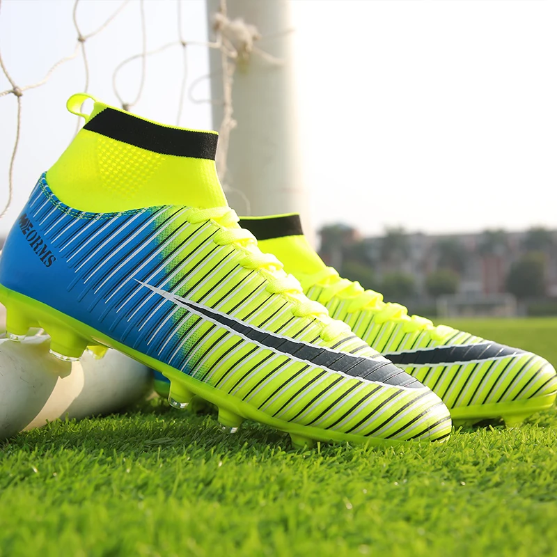 

Newest Men's High Ankle Football Shoes AG Sole Outdoor Football Boots Kids Turf Training Trainers Men Soccer Cleats Shoes
