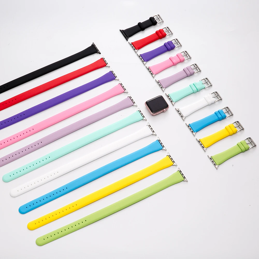 Ремешок силиконовый для iwatch series 7 SE 6 5 4 44 мм 40 41 45 спортивный браслет с двойным