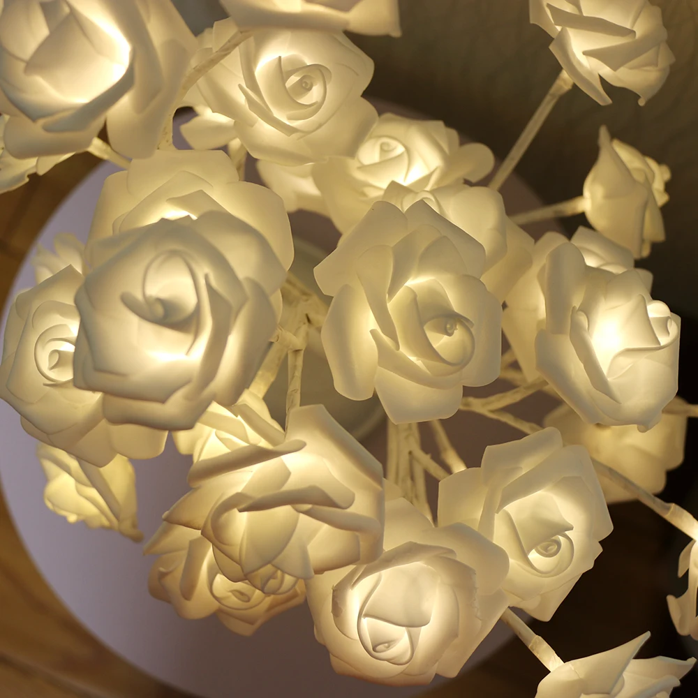 Романтическое белое дерево с цветами розы питание от батарейки и USB-ночник для