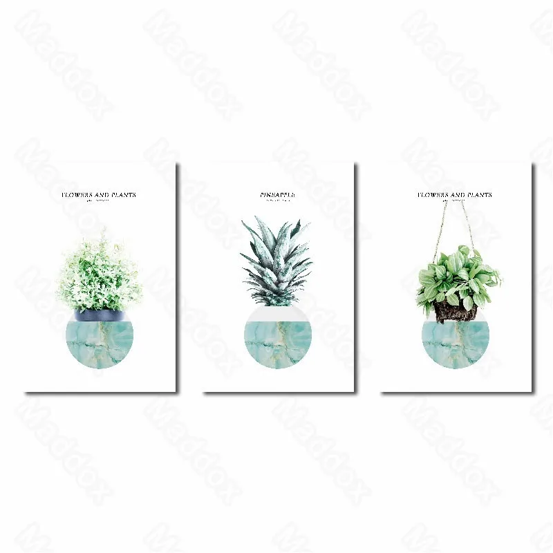 

Frameless Style Nordic Style Small Fresh Green Plants Potted Plants Simple Paintings Living Room Porch Decorative Painting