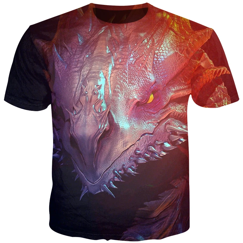 

Летняя футболка Youthup 2021, 6 цветов, футболка оверсайз с 3D-принтом дракона, Повседневная универсальная мужская футболка с круглым вырезом