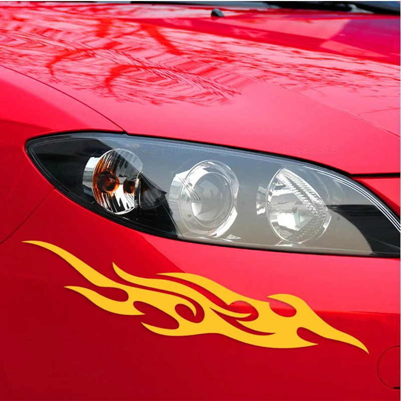 

Car Sticker High Quality Reflective Waterproof Simulation Fire Headlight Eyebrow Stickers Scratch Coverage Auto Body Stickers