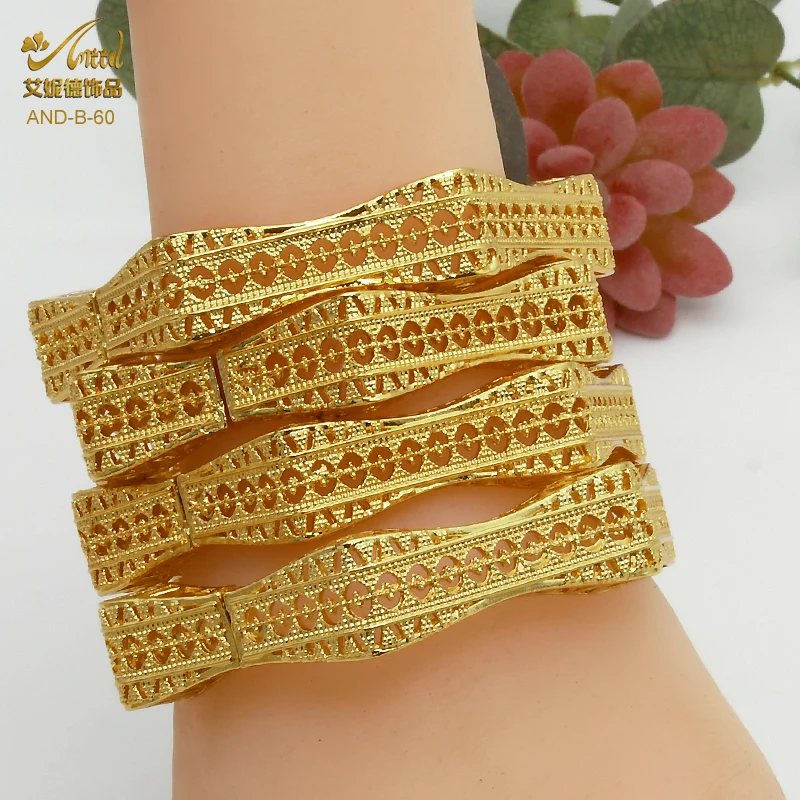 

ANIID New African Bangle For Women Irregular Dubai 24k Gold Plated Indian Bracelets Wholesale Designer Wedding Ethiopian Jewelry