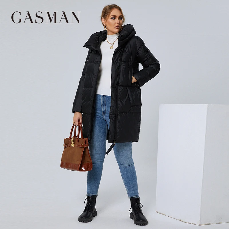 Женский длинный пуховик GASMAN 2022 модное пальто в классическом стиле женская