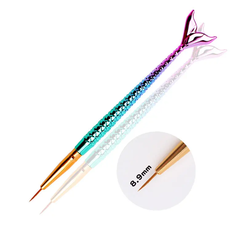 1 шт. Русалка градиентная Ручка Кисть для дизайна ногтей линейная полоса Рыба