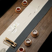 zen like waterproof hand painted tea mat cotton linen table flag tea mat curtain chinese tea table cloth tea ceremony tea set