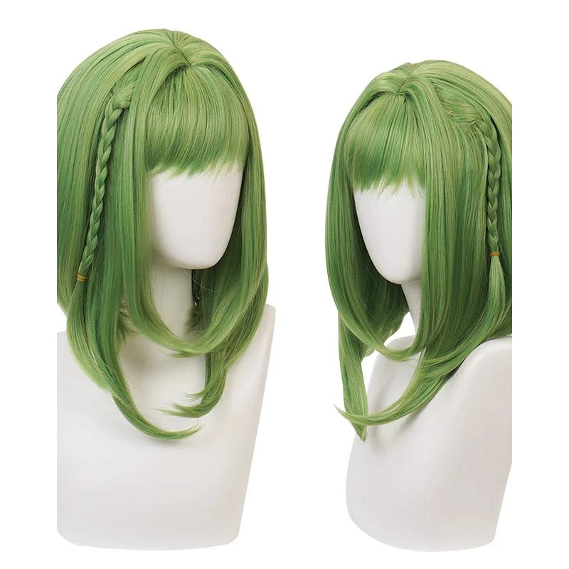 cabelo sintético verde de peruca de cosplay de nano peruca de comprimento fibra resistente ao calor