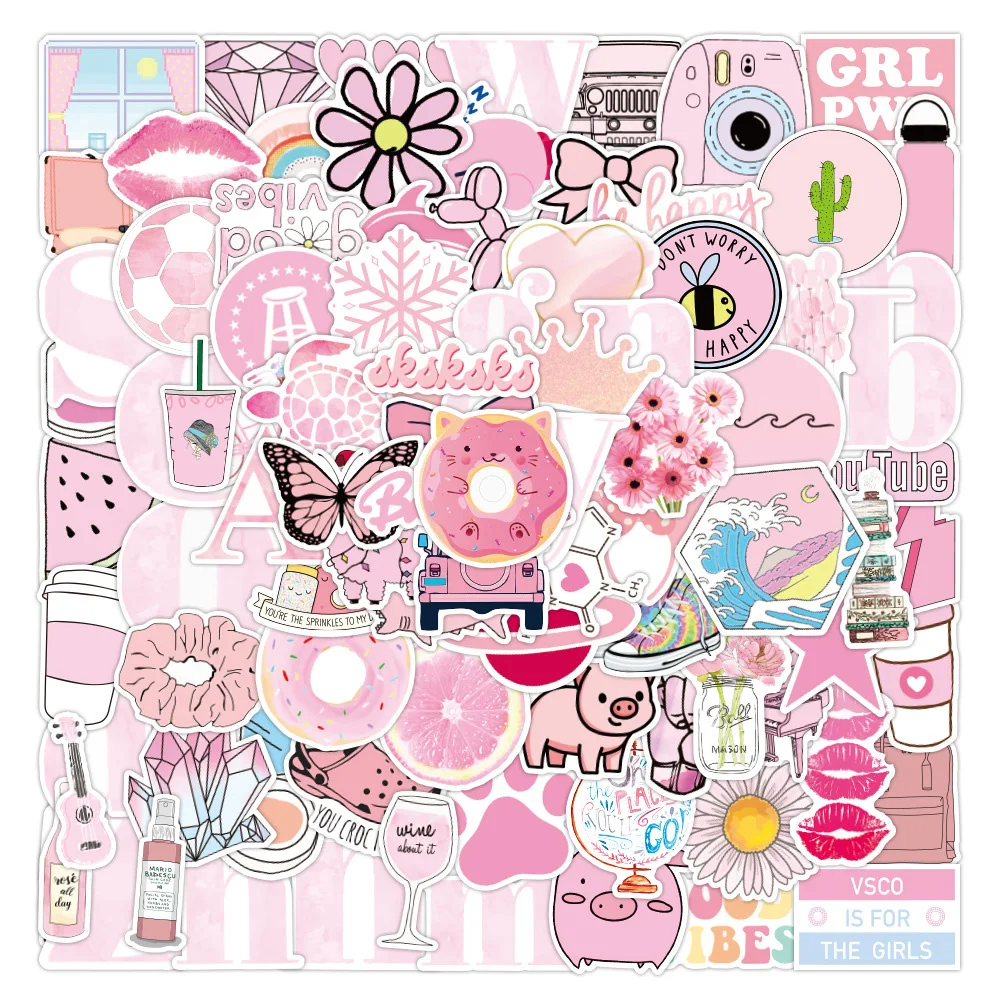 

10/30/50PCS Cute Pink College Style Stickers DIY Laptop Luggage Skateboard Graffiti Decals Sticker