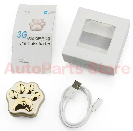 Golden with box RF-V40, 3g, IP66, водонепроницаемый, для домашних животных, анти-потеря, gps трекер, GSM, гео-забор, сигнализация, голосовой монитор, Wi-Fi, глобальная,, пожизненная дорожка - Цвет: Golden with box