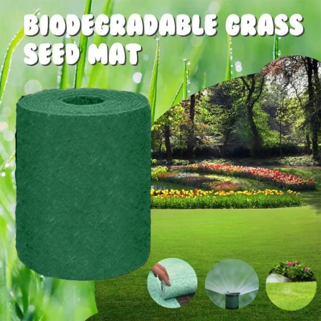 20×1000cm Grass Seed Mat Fertilizer Garden Picnic Gardening Lawn Planting Mat Gardening seed planting supplies Paper Mat Film