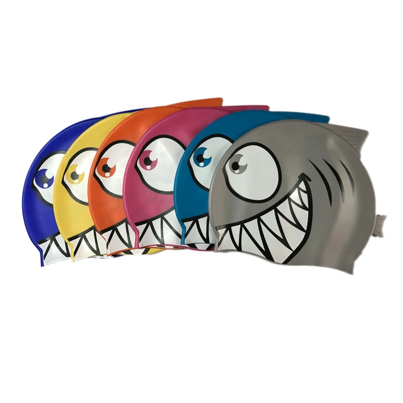 Эластичные детские силиконовые шапки для плавания милые в виде акулы детей пляжа