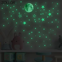 zollor 127pcs luminous star moon diy decorative sticker set home ceiling wall self adhesive mural decal night party glow in dark