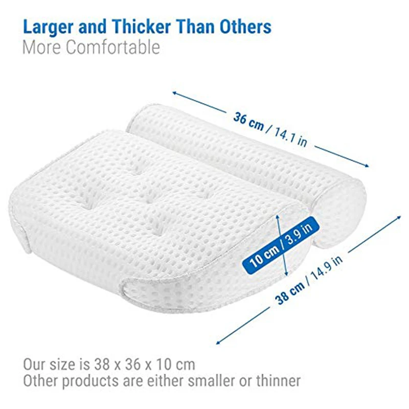 

Bath Pillow for Bathtub Home Spa Pillow for Women Men with 4D Air Mesh Breathable Helps Support Head Neck and Back Best