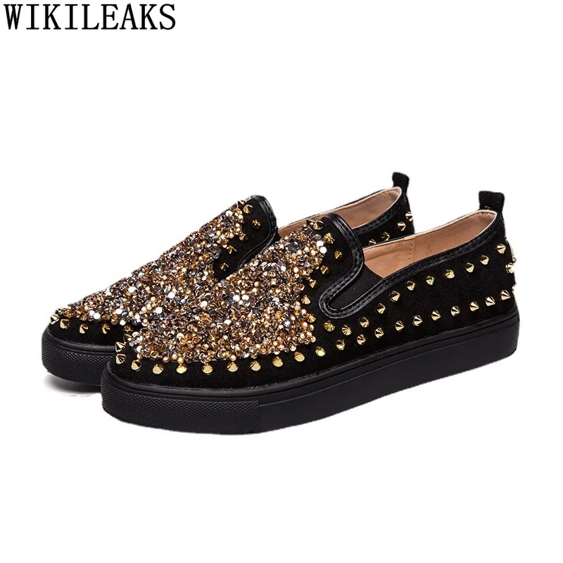 

Black Loafers Leather Casual Shoes for Man Red Slip on Shoes Men Fashion Punk Shoes Man Bling Zapatillas Hombre Chaussure Homme