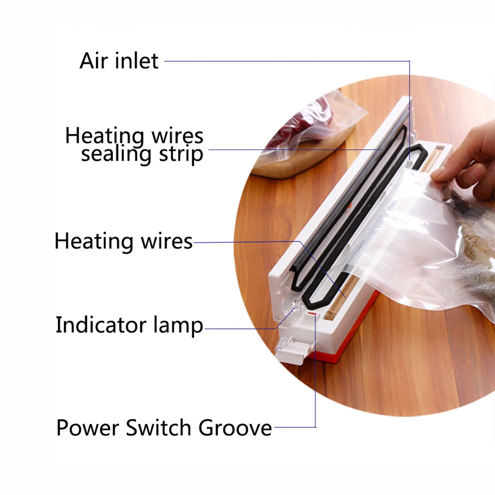 

Household Freshness Food Sausage Vacuum Sealer Packaging Machine Automatic Electric Film Sealer Kitchen Tools Accessories