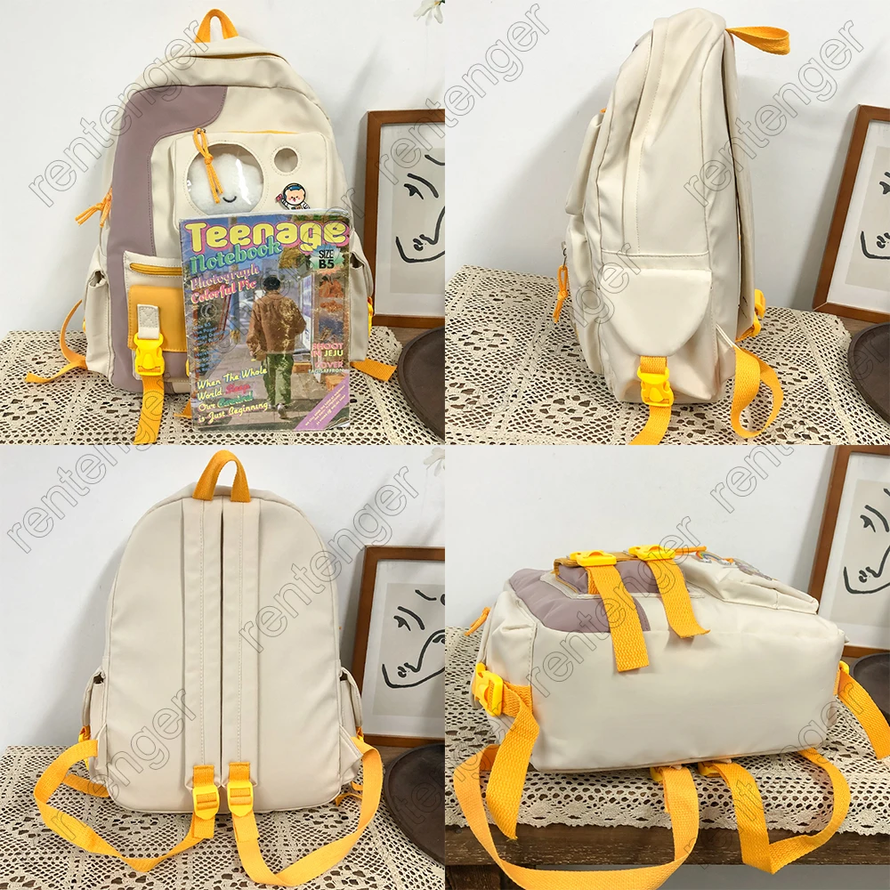 

Waterproof Girl Harajuku Backpack Kawaii Nylon Women Cute School Bag Lady College Student Backpack Pin Badge Female Book Bag New