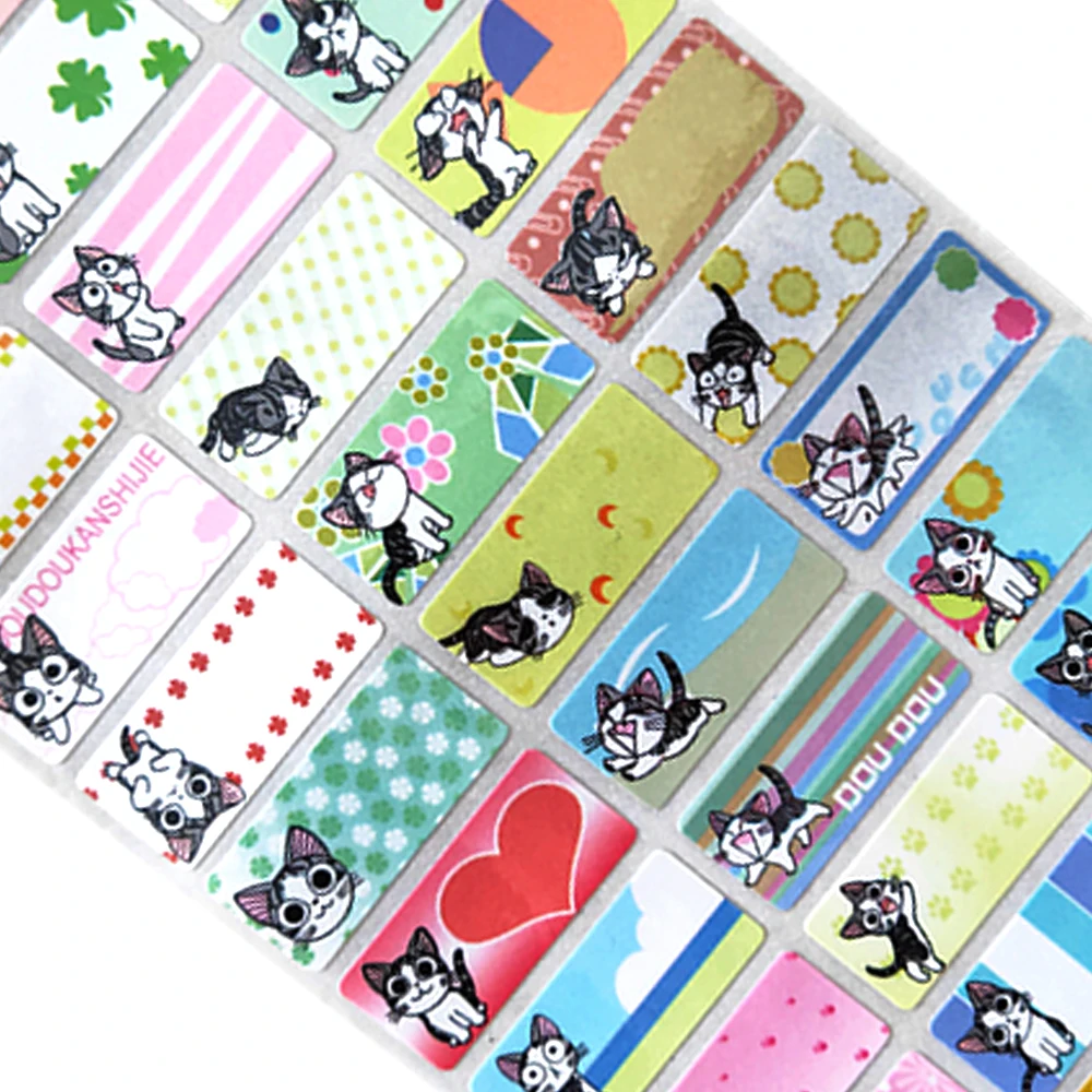 DIY Cartoon Cat Pattern Waterproof Blank Name Stickers Custom Girl Personal Sticker Personalized Handwritten Stationery Label | Дом и сад